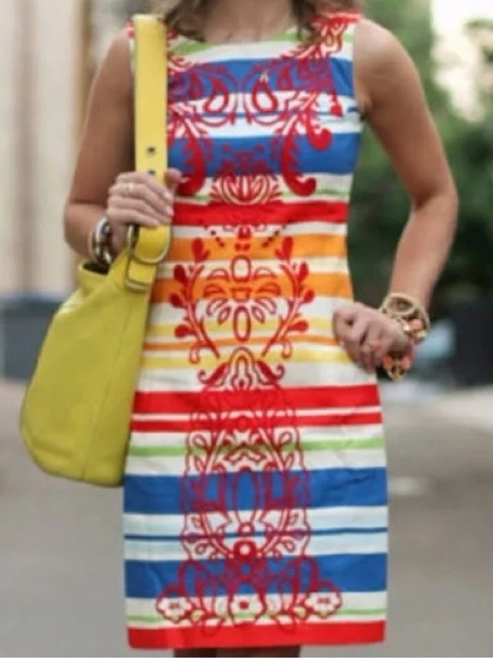 Anthropologie Tabitha Banded Totem Multicolor Striped Embroidered Shift Dress 10
